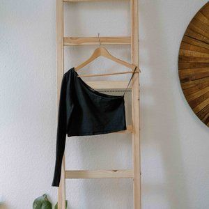 Forever 21 Black Cropped Asymmetrical One Arm Top